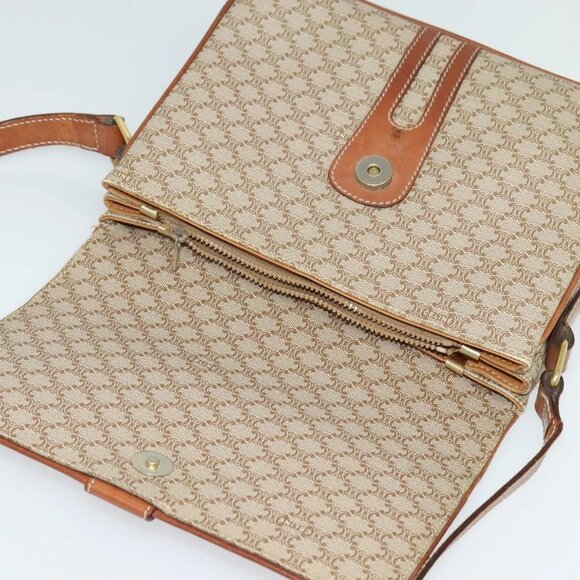 CELINE Macadam Canvas Shoulder Bag PVC Beige Gold Auth - Picture 5 of 16